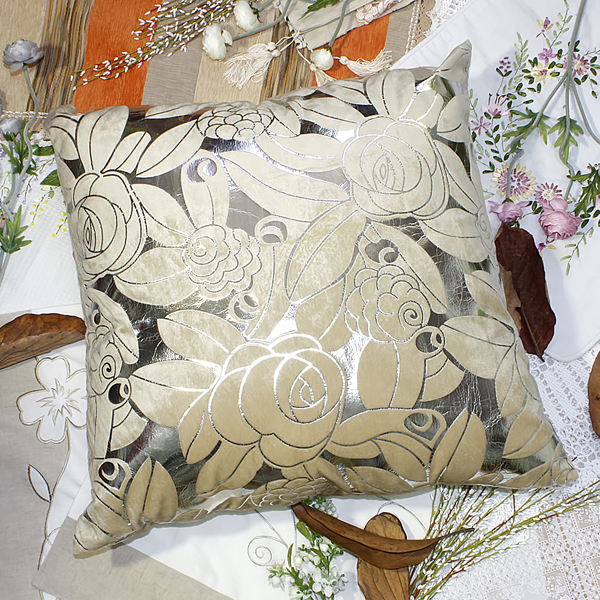 [silver Beige Rose] Decorative Pillow Cushion / Floor Cushion (23.6 By 23.6 Inches)