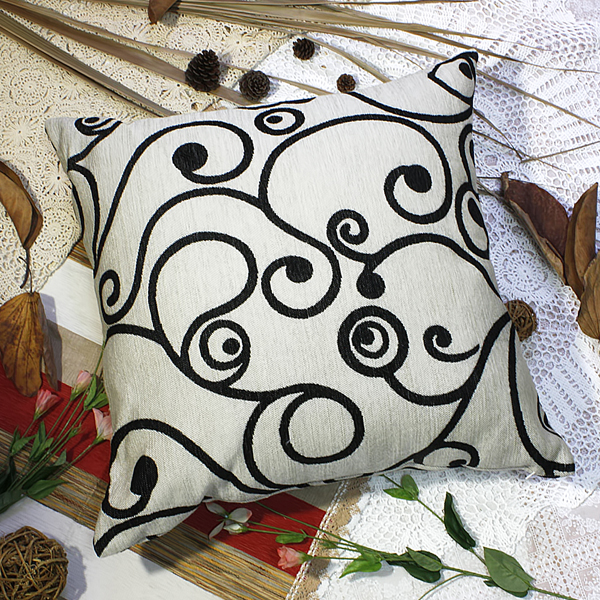 [black Swirl] Decorative Pillow Cushion / Floor Cushion (23.6 By 23.6 Inches)