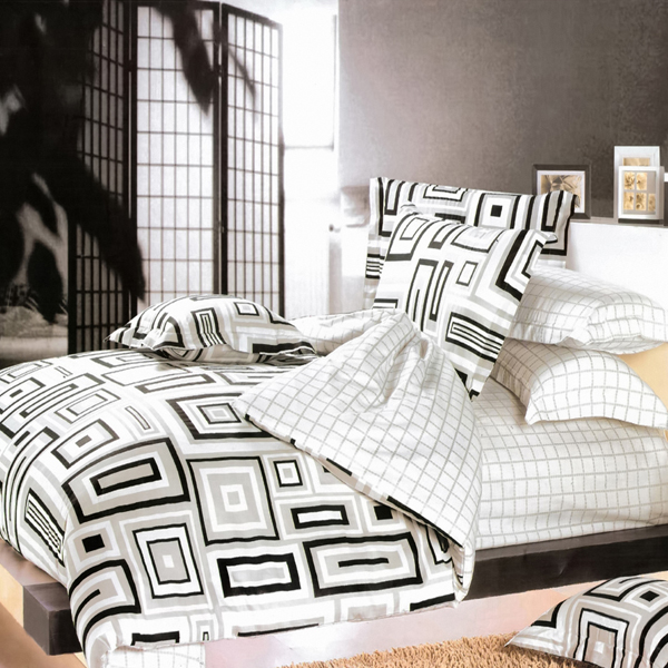 [black & White] 100% Cotton 5pc Bed In A Bag (twin Size)
