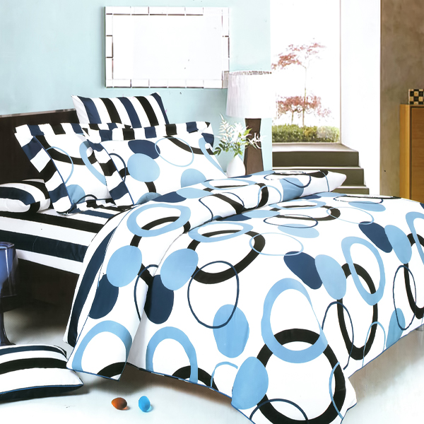 [artistic Blue] 100% Cotton 7pc Bed In A Bag (full Size)