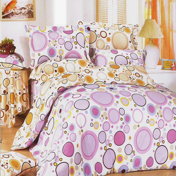 [baby Pink] 100% Cotton 5pc Comforter Set (queen Size)