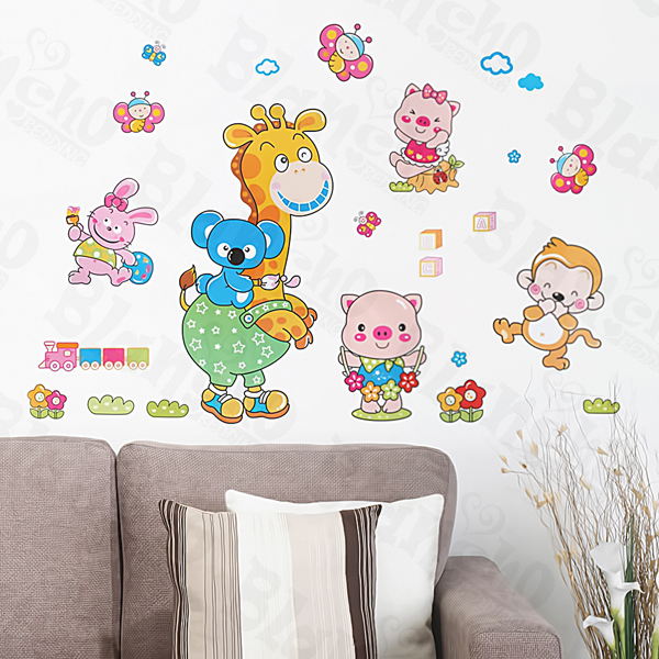 Animal Friends-1 - Medium Wall Decals Stickers Appliques Home Decor
