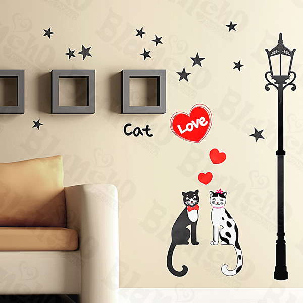 Cat Love - Medium Wall Decals Stickers Appliques Home Decor